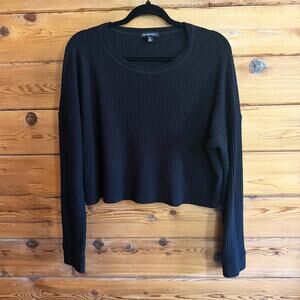 Beyond Yoga Brushed Up Cropped Pullover Black Medium